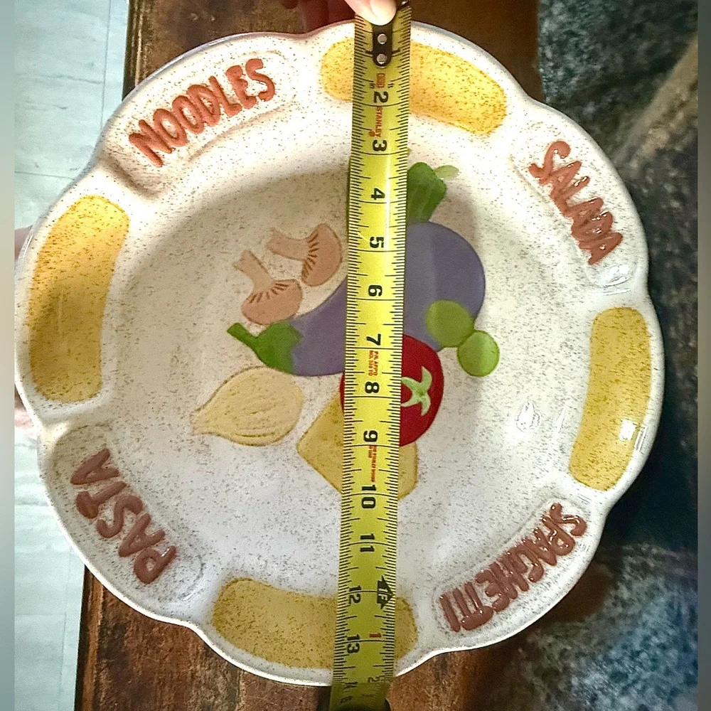 vintage Italian-style ceramic pasta or salad serving bowl